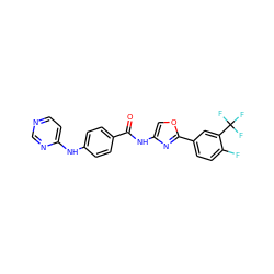 O=C(Nc1coc(-c2ccc(F)c(C(F)(F)F)c2)n1)c1ccc(Nc2ccncn2)cc1 ZINC000028953197