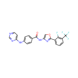 O=C(Nc1coc(-c2cccc(C(F)(F)F)c2F)n1)c1ccc(Nc2ccncn2)cc1 ZINC000028953192