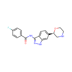 O=C(Nc1n[nH]c2cc([C@@H]3CNCCO3)ccc12)c1ccc(F)cc1 ZINC000205122510