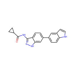 O=C(Nc1n[nH]c2cc(-c3ccc4[nH]ccc4c3)ccc12)C1CC1 ZINC000013538581