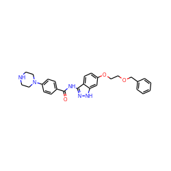 O=C(Nc1n[nH]c2cc(OCCOCc3ccccc3)ccc12)c1ccc(N2CCNCC2)cc1 ZINC000144347485