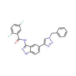 O=C(Nc1n[nH]c2ccc(-c3cn(Cc4ccccc4)nn3)cc12)c1cc(F)ccc1F ZINC000063539965