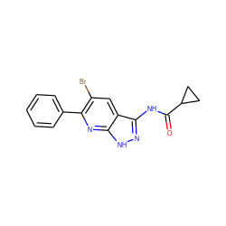 O=C(Nc1n[nH]c2nc(-c3ccccc3)c(Br)cc12)C1CC1 ZINC000013538555