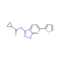 O=C(Nc1n[nH]c2nc(-c3ccco3)ccc12)C1CC1 ZINC000013538634