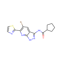 O=C(Nc1n[nH]c2nc(-c3nccs3)c(Br)cc12)C1CCCC1 ZINC000013538643