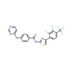 O=C(Nc1nc(-c2ccc(C(F)(F)F)c(F)c2F)cs1)c1ccc(Nc2ccncn2)cc1 ZINC000028952682