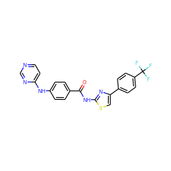 O=C(Nc1nc(-c2ccc(C(F)(F)F)cc2)cs1)c1ccc(Nc2ccncn2)cc1 ZINC000028952530