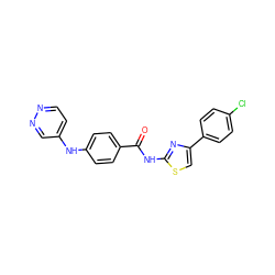 O=C(Nc1nc(-c2ccc(Cl)cc2)cs1)c1ccc(Nc2ccnnc2)cc1 ZINC000028952801