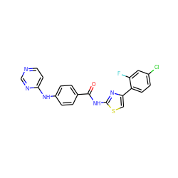 O=C(Nc1nc(-c2ccc(Cl)cc2F)cs1)c1ccc(Nc2ccncn2)cc1 ZINC000028952597