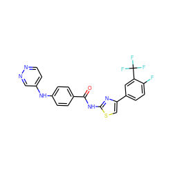 O=C(Nc1nc(-c2ccc(F)c(C(F)(F)F)c2)cs1)c1ccc(Nc2ccnnc2)cc1 ZINC000028952809