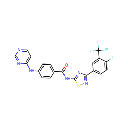 O=C(Nc1nc(-c2ccc(F)c(C(F)(F)F)c2)ns1)c1ccc(Nc2ccncn2)cc1 ZINC000028953161