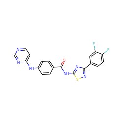 O=C(Nc1nc(-c2ccc(F)c(F)c2)ns1)c1ccc(Nc2ccncn2)cc1 ZINC000028953156