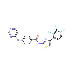 O=C(Nc1nc(-c2ccc(F)c(F)c2F)cs1)c1ccc(Nc2ccncn2)cc1 ZINC000028952679