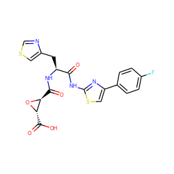 O=C(Nc1nc(-c2ccc(F)cc2)cs1)[C@H](Cc1cscn1)NC(=O)[C@@H]1O[C@H]1C(=O)O ZINC000147259451