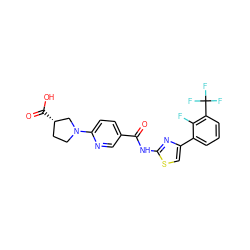 O=C(Nc1nc(-c2cccc(C(F)(F)F)c2F)cs1)c1ccc(N2CC[C@H](C(=O)O)C2)nc1 ZINC000034804124