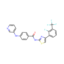 O=C(Nc1nc(-c2cccc(C(F)(F)F)c2F)cs1)c1ccc(Nc2cccnc2)cc1 ZINC000028952780