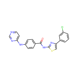 O=C(Nc1nc(-c2cccc(Cl)c2)cs1)c1ccc(Nc2ccncn2)cc1 ZINC000028952518