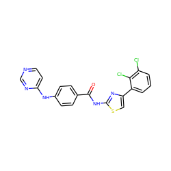 O=C(Nc1nc(-c2cccc(Cl)c2Cl)cs1)c1ccc(Nc2ccncn2)cc1 ZINC000028952579