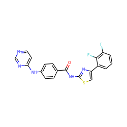 O=C(Nc1nc(-c2cccc(F)c2F)cs1)c1ccc(Nc2ccncn2)cc1 ZINC000028952557