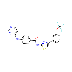 O=C(Nc1nc(-c2cccc(OC(F)(F)F)c2)cs1)c1ccc(Nc2ccncn2)cc1 ZINC000028952523