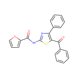 O=C(Nc1nc(-c2ccccc2)c(C(=O)c2ccccc2)s1)c1ccco1 ZINC000001509491