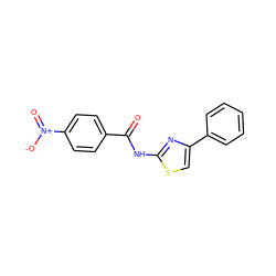 O=C(Nc1nc(-c2ccccc2)cs1)c1ccc([N+](=O)[O-])cc1 ZINC000001506439