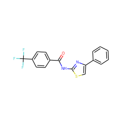 O=C(Nc1nc(-c2ccccc2)cs1)c1ccc(C(F)(F)F)cc1 ZINC000003437615