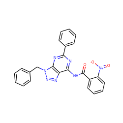 O=C(Nc1nc(-c2ccccc2)nc2c1nnn2Cc1ccccc1)c1ccccc1[N+](=O)[O-] ZINC000040401108