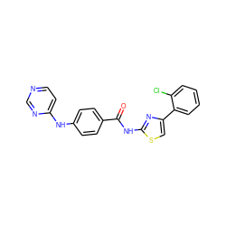 O=C(Nc1nc(-c2ccccc2Cl)cs1)c1ccc(Nc2ccncn2)cc1 ZINC000028952514