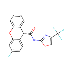 O=C(Nc1nc(C(F)(F)F)co1)[C@H]1c2ccccc2Oc2cc(F)ccc21 ZINC000040954061