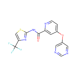 O=C(Nc1nc(C(F)(F)F)cs1)c1cc(Oc2cncnc2)ccn1 ZINC000167378166