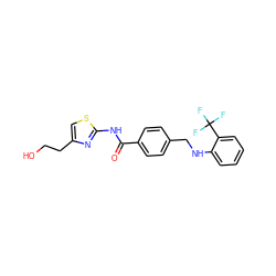 O=C(Nc1nc(CCO)cs1)c1ccc(CNc2ccccc2C(F)(F)F)cc1 ZINC000140743604