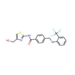 O=C(Nc1nc(CO)cs1)c1ccc(CNc2ccccc2C(F)(F)F)cc1 ZINC000140743780