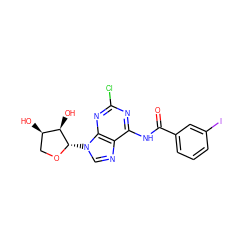 O=C(Nc1nc(Cl)nc2c1ncn2[C@@H]1OC[C@@H](O)[C@H]1O)c1cccc(I)c1 ZINC000029411399