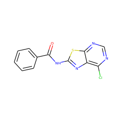 O=C(Nc1nc2c(Cl)ncnc2s1)c1ccccc1 ZINC000103287367