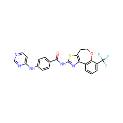 O=C(Nc1nc2c(s1)CCOc1c-2cccc1C(F)(F)F)c1ccc(Nc2ccncn2)cc1 ZINC000028952870