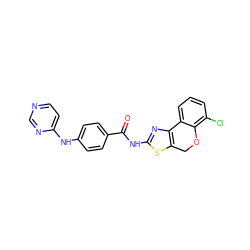 O=C(Nc1nc2c(s1)COc1c(Cl)cccc1-2)c1ccc(Nc2ccncn2)cc1 ZINC000029048923