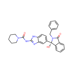 O=C(Nc1nc2cc([C@]3(O)c4ccccc4C(=O)N3Cc3ccccc3)ccc2[nH]1)N1CCCCC1 ZINC000116252187