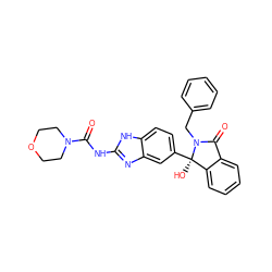 O=C(Nc1nc2cc([C@]3(O)c4ccccc4C(=O)N3Cc3ccccc3)ccc2[nH]1)N1CCOCC1 ZINC000116257448