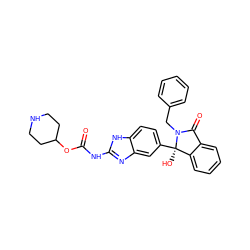 O=C(Nc1nc2cc([C@]3(O)c4ccccc4C(=O)N3Cc3ccccc3)ccc2[nH]1)OC1CCNCC1 ZINC000117123028