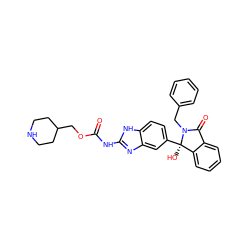 O=C(Nc1nc2cc([C@]3(O)c4ccccc4C(=O)N3Cc3ccccc3)ccc2[nH]1)OCC1CCNCC1 ZINC000117127540