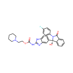 O=C(Nc1nc2cc([C@]3(O)c4ccccc4C(=O)N3c3ccc(F)cc3)ccc2[nH]1)OCCN1CCCCC1 ZINC000117126533