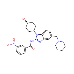 O=C(Nc1nc2cc(CN3CCCCC3)ccc2n1[C@H]1CC[C@H](O)CC1)c1cccc([N+](=O)[O-])c1 ZINC000653749323