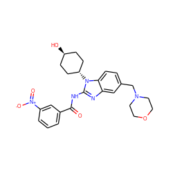 O=C(Nc1nc2cc(CN3CCOCC3)ccc2n1[C@H]1CC[C@H](O)CC1)c1cccc([N+](=O)[O-])c1 ZINC000653749372