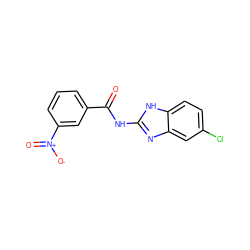 O=C(Nc1nc2cc(Cl)ccc2[nH]1)c1cccc([N+](=O)[O-])c1 ZINC000036184964