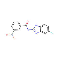 O=C(Nc1nc2cc(F)ccc2[nH]1)c1cccc([N+](=O)[O-])c1 ZINC000036184954