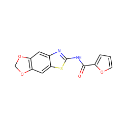 O=C(Nc1nc2cc3c(cc2s1)OCO3)c1ccco1 ZINC000004348396