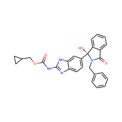 O=C(Nc1nc2ccc([C@@]3(O)c4ccccc4C(=O)N3Cc3ccccc3)cc2[nH]1)OCC1CC1 ZINC000035902897