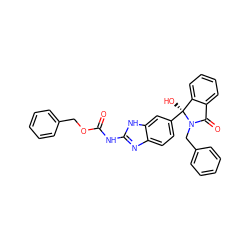 O=C(Nc1nc2ccc([C@@]3(O)c4ccccc4C(=O)N3Cc3ccccc3)cc2[nH]1)OCc1ccccc1 ZINC000138857030