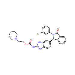 O=C(Nc1nc2ccc([C@@H]3c4ccccc4C(=O)N3c3cccc(Br)c3)cc2[nH]1)OCCN1CCCCC1 ZINC000117126978